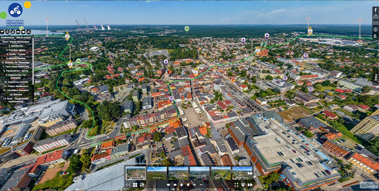 Wirtualny spacer Wielka Rybnicka trasa rowerowa – początkowa panorama Wirtualny spacer Wielka Rybnicka trasa rowerowa - początkowa panorama